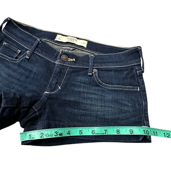Abercrombie & Fitch Dark Wash Low Rise Perfect Stretch Shortie Shorts - 0/25 - Picture 11 of 13
